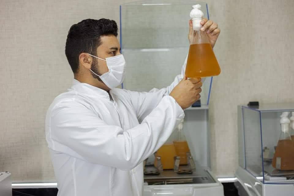Profissional analisando amostras em laboratório